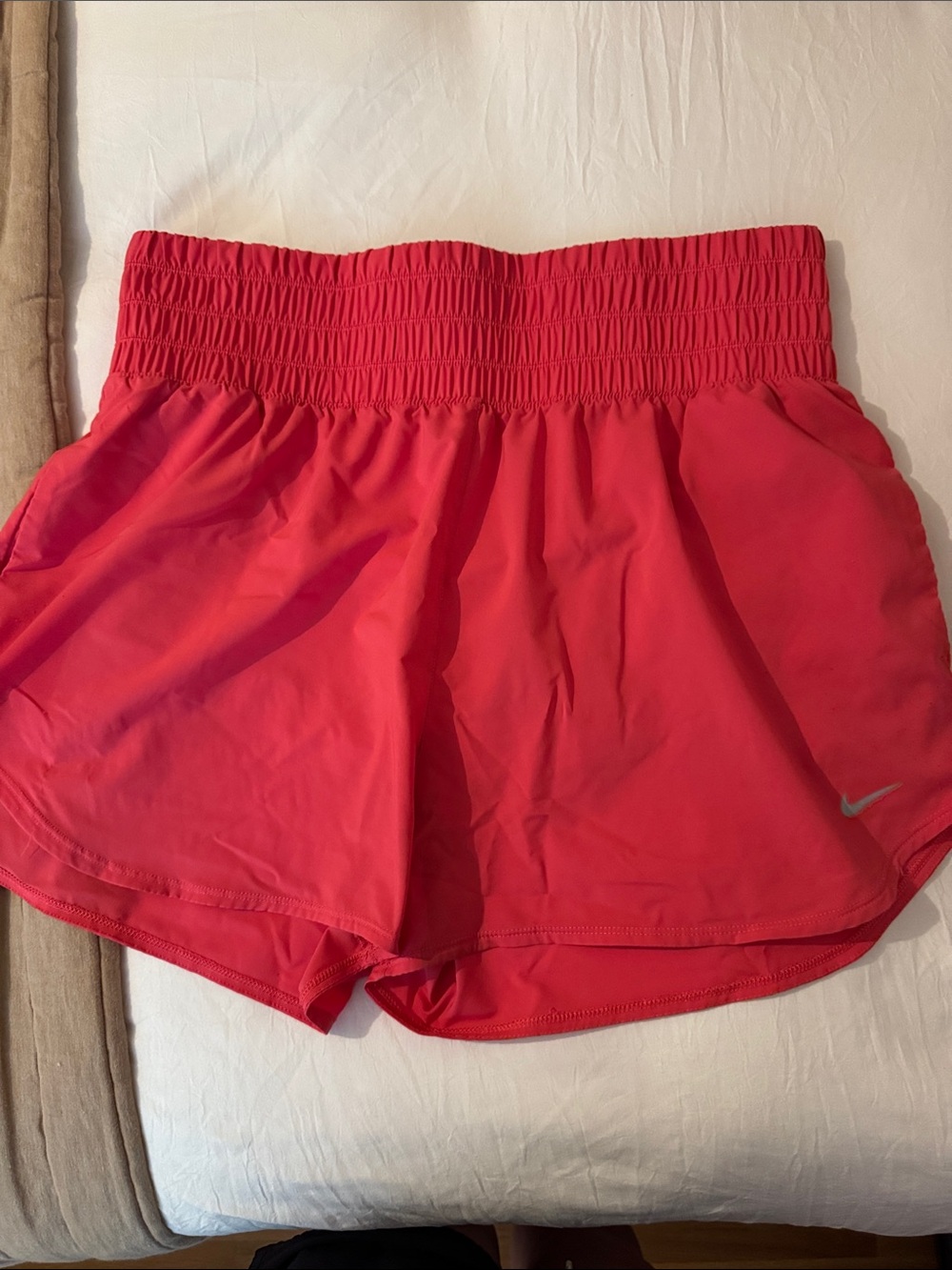 Nike Women's Berry Pink Athletic Shorts with Smocked Waistband